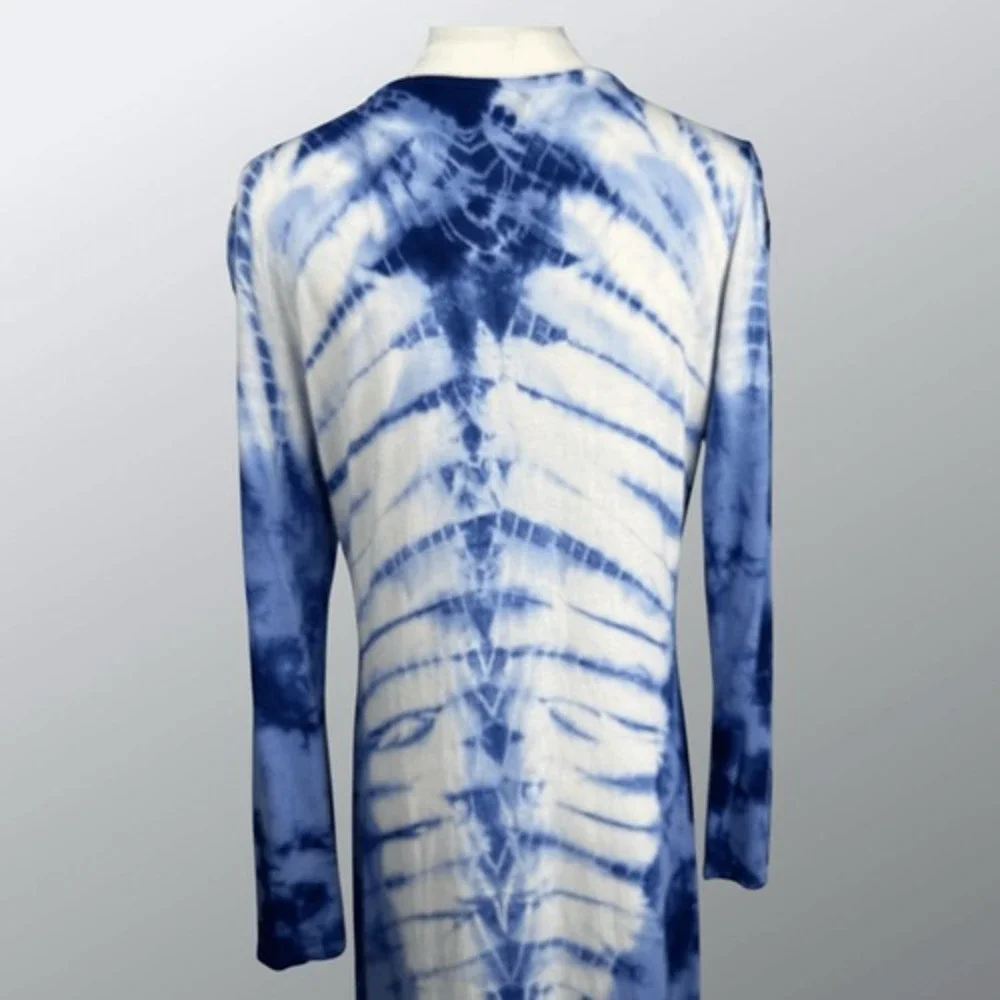 Romeo & Juliet Couture Womens Tie Dye Maxi Dress Size L Blue White‎ Boho Resort - Picture 8 of 16